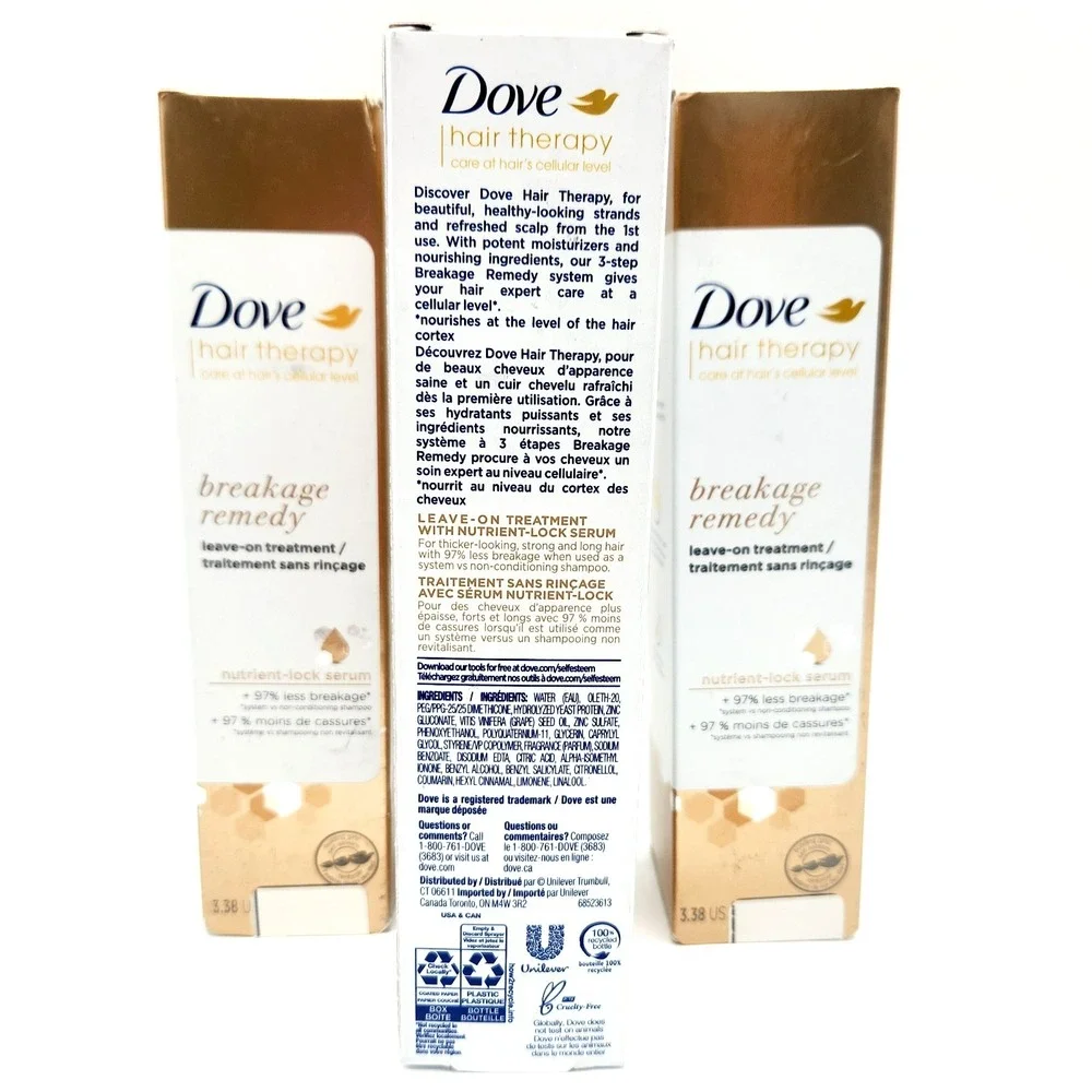 3-Pack Dove Hair Therapy Breakage Remedy Leave-On Treatment 3.38oz Strength Repa